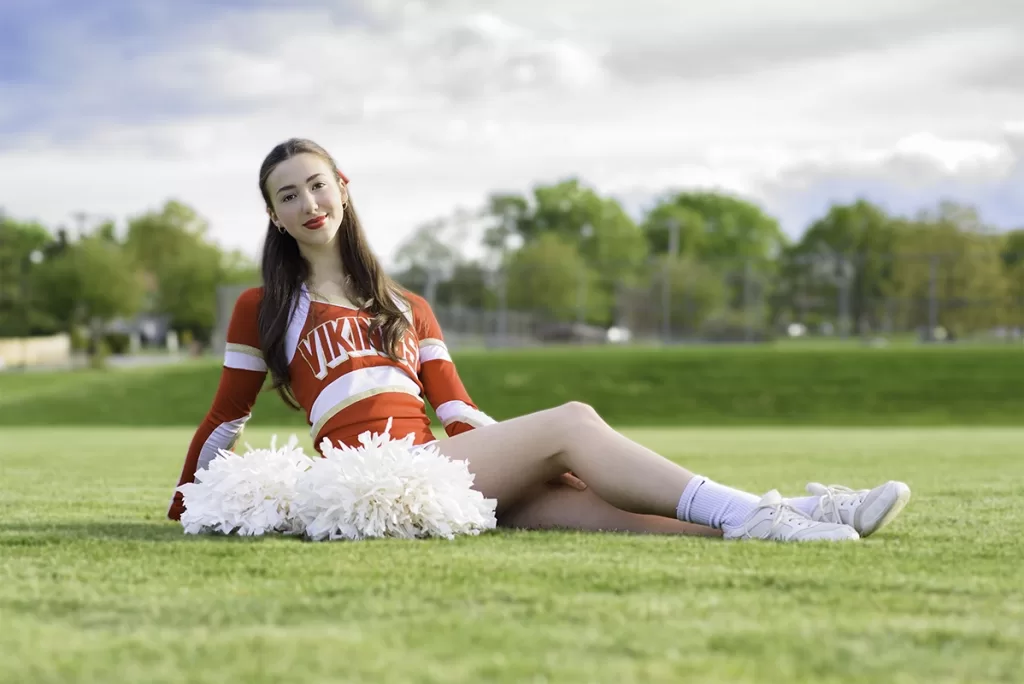 Delaware sports photographer - outdoor cheerleading picture with Sadie.
